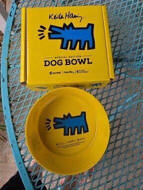Keith Haring Pet Relief Special Edition Yellow Dog Bowl - NIB
